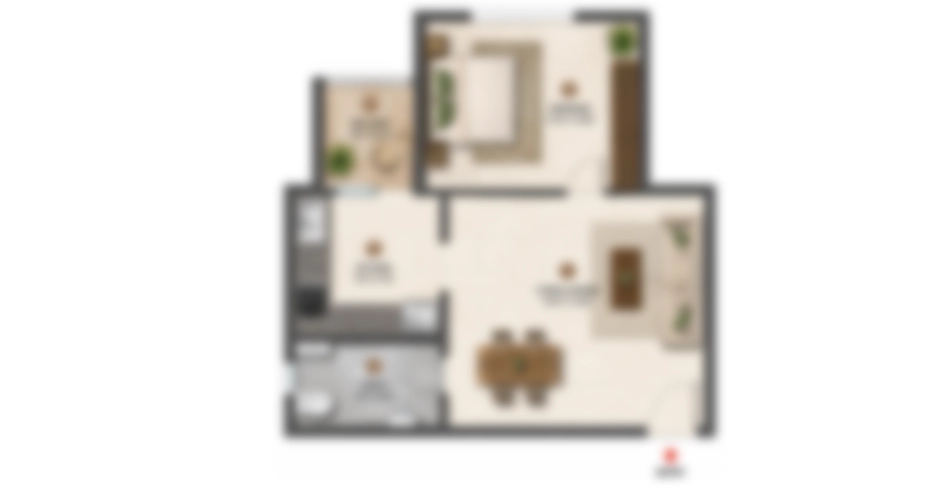 Raj Kalyan West 1 BHK Floor Plan